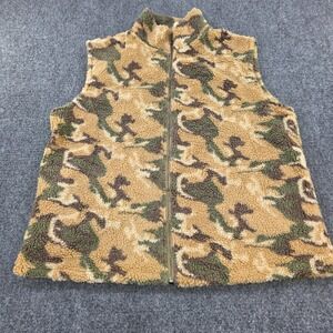 Grace & Emma 2XL Fleece Vest Sleeveless Camouflage Print Full Zip